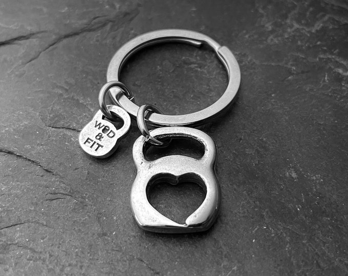 Llavero Kettlebell Corazón Regalo Gimnasio - Crossfit Girl - Joyas Fitness - Regalo Coach - Motivación Gym - Body Building - Wod and Fit