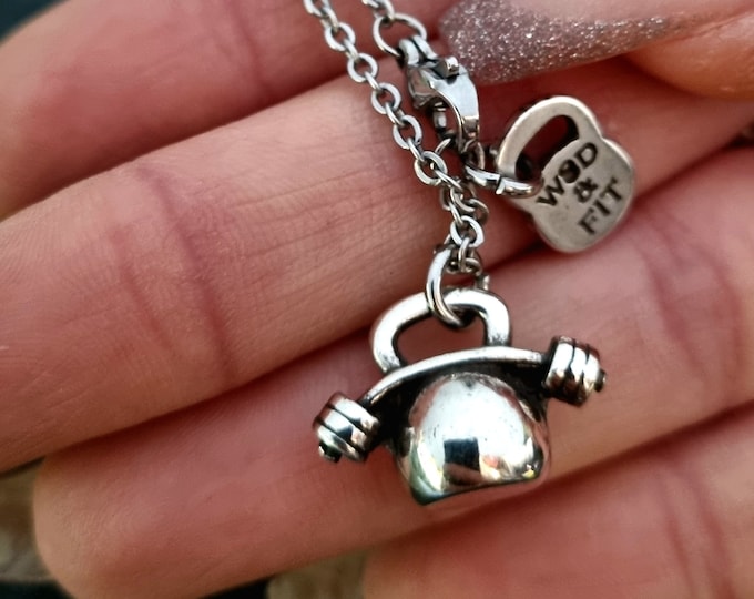 Gym Necklace Kettlebell Bent Barbell Gifts · Fitness Necklace · Gym Gifts· Bodybuilding · Gym Gifts ·Best friends Gift· Sport Gift·Wod & Fit