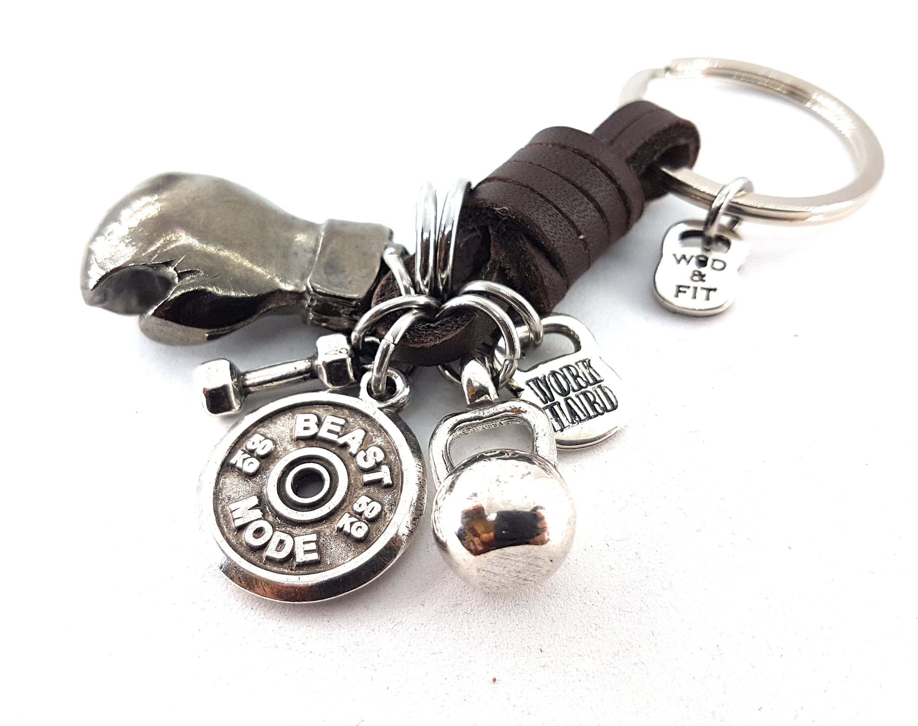 Keychain Boxing Glove Brown Leather Boxing Challenge · Custom Keychain