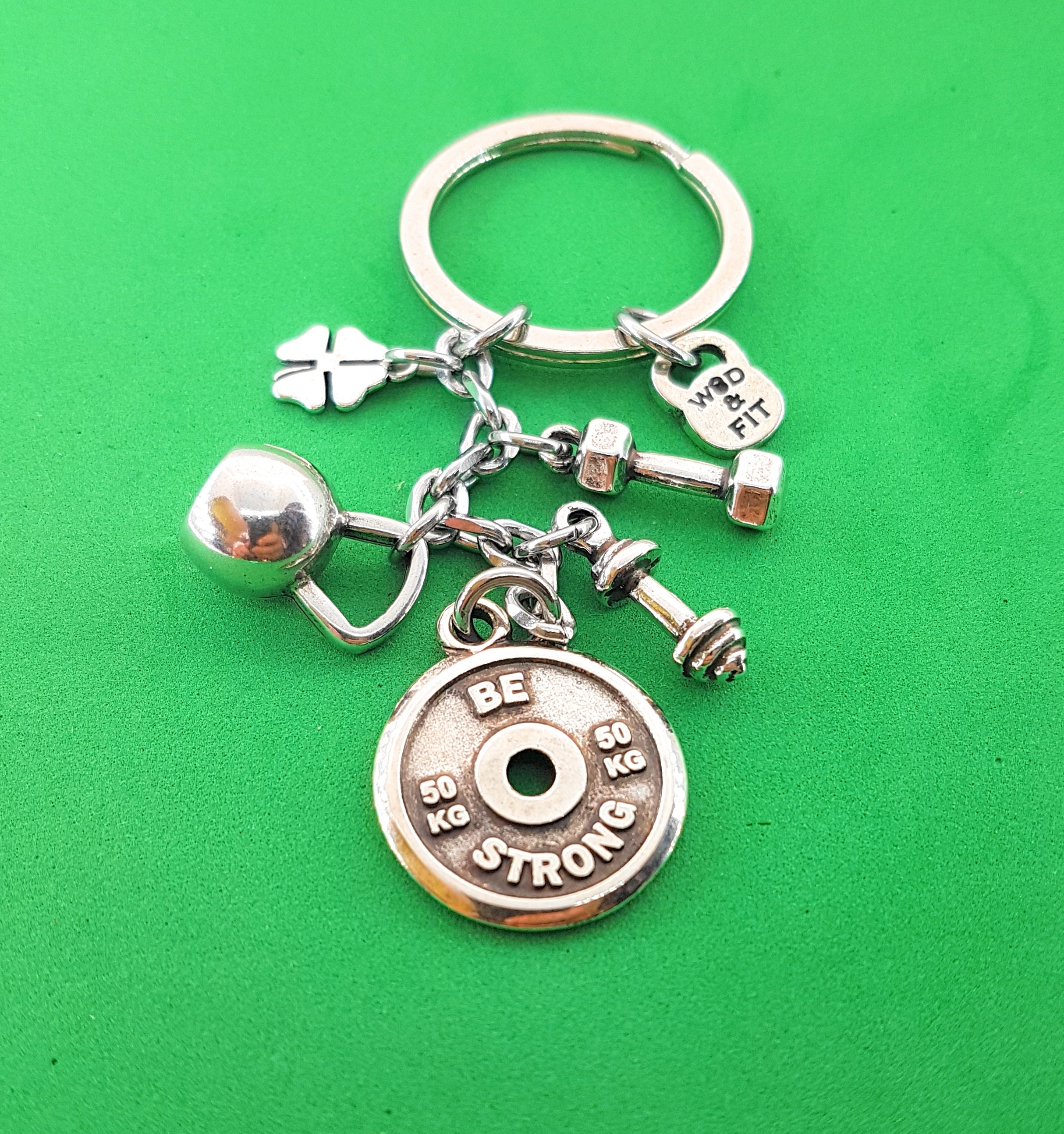 thumbnail image 2 of Silicone Dumbbell Keychain For Gym Lovers, Metal Handle Fitness Keyring With Motivational Design, Cute Gym Bag Charm Gift For Women Men Workout 2 of 10