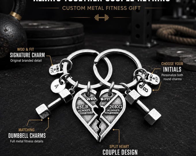 Couple Gym Keychains, Matching Heart Weight Plate Gift, Personalized Fitness Keyring for Workout Partners · Wod & Fit