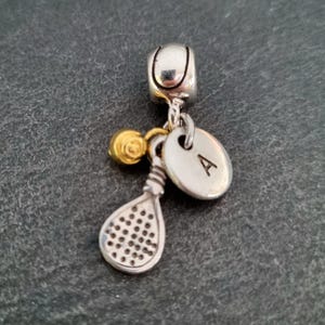 Padel Pad for Bracelet Charm with Ball Initial Gift for Padel Lover-Padel Tennis gift -Gift for Padel -padel Jewelry- Padel Charms Wod & Fit