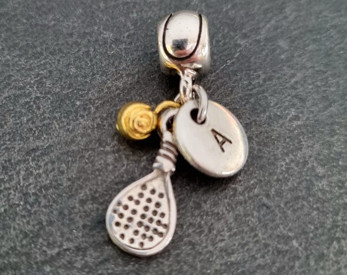 Padel Pad for Bracelet Charm with Ball Initial Gift for Padel Lover-Padel Tennis gift -Gift for Padel -padel Jewelry- Padel Charms Wod & Fit
