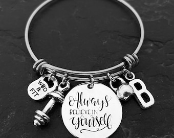 Fitness Bracelet Always Believe in Yourself · Initial Bracelet · Girlfriend Gift · Mom Gift ·BFF gifts · Friendship bracelet · Wod & Fit