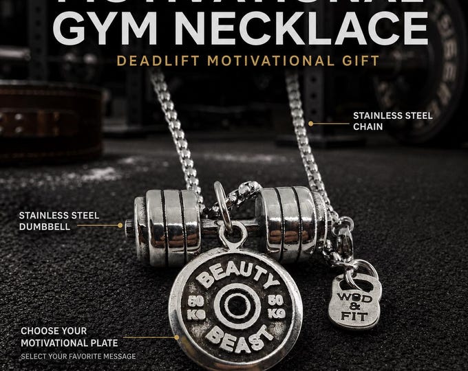 Gym barbell Deadlift necklace with motivational weight plate, fitness gift for lifter, powerlifter, athlete, coach or trainer · Wod & Fit