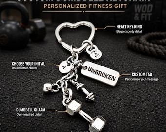 Personalized gym keychain for women, fitness girl gift for gym lover, fit mom, sporty friend or workout girl  Wod & FIt