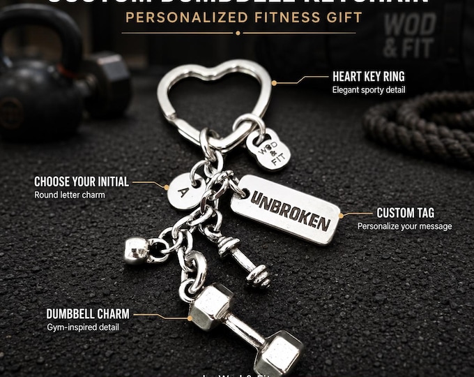 Personalized gym keychain for women, fitness girl gift for gym lover, fit mom, sporty friend or workout girl  Wod & FIt