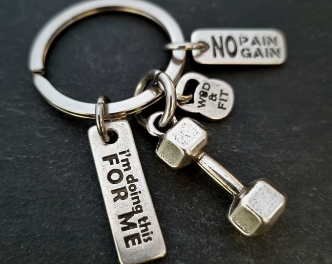 Personalized Gym Keychain Dumbbell Dan Workout Gift· Boyfreind Gift · Fitness Gift· Gift for Dad · Wife Gift · Mom Gift · Gym Gift·Wod & Fit