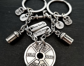 Custom Gym Couple Keychain -Always Together -Best Friend Gift - Unique Anniversary or Engagement Gift Idea Personalized Gym Gifts Wod & Fit