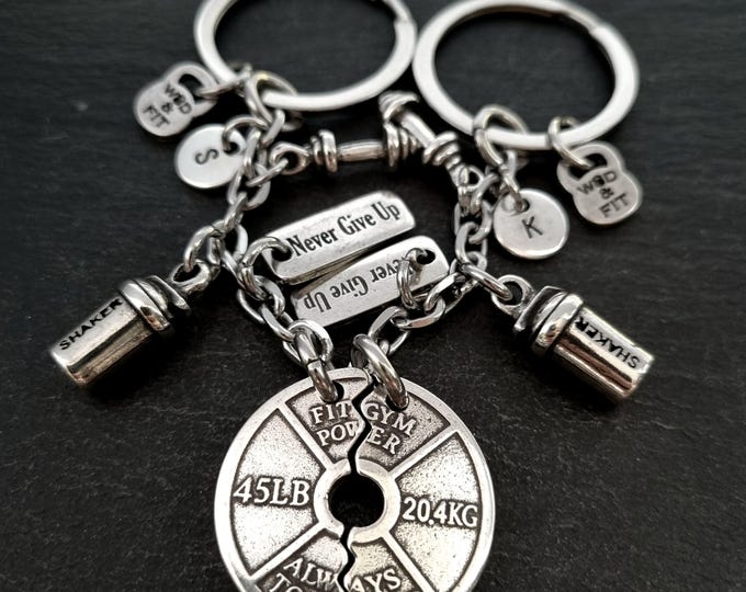 Custom Gym Couple Keychain -Always Together -Best Friend Gift - Unique Anniversary or Engagement Gift Idea Personalized Gym Gifts Wod & Fit