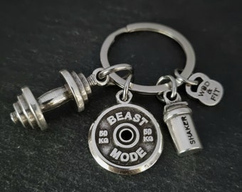 Gym Keyring Barbell Shaker Protein - Weight Plate - Workout Gifts- Motivation Gift - Weight Lifting - Gym Gifts - Fitness Gift - Wod & Fit