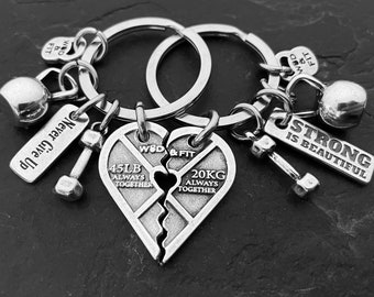 Couples Gym Keychain HEART Weight Plate Always Together · Fitness gifts · Gym Gifts · Weight Lifter · Bodybuilding · Couples gift· Wod & Fit