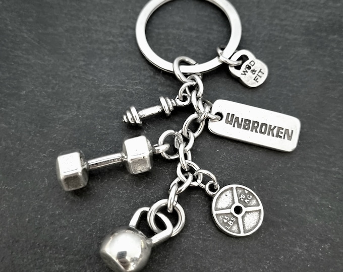 Gym Keychain Rich Personalised gift · Dumbbell Keychain · Coach gifts· Boyfriend Gift · Fitness Gift · Custom Keychain· Name Gift ·Wod & Fit