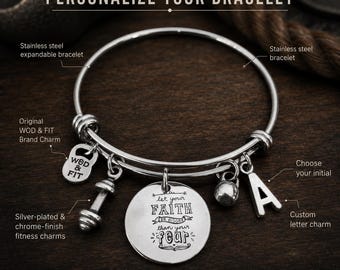 Woman Bracelet Let your Faith be bigger than your Fear · Mom Gift · Sister Gift · Mom Life · Initial Bracelet · Crosstraining · Wod &T Fit