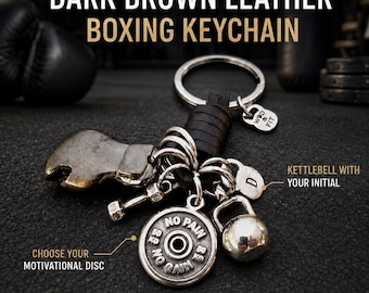 Dark brown leather boxing glove keychain, elegant boxing gift for boxer, fighter, coach, trainer or ring lover Wod & Fit