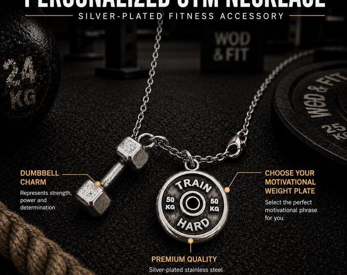 Gym Necklace Dumbbell BIG Weight Plate Santiago Workout Gifts · Motivation Gift · Gym Gifts · Bodybuilding · Fitness Gifts · Sport·Wod & Fit