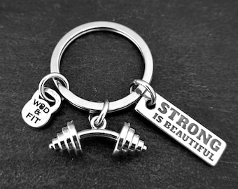 Keychain Eric Workout Barbell & Motivation,Gym Gift,Fitness Jewelry,Bodybuilding,Sport Gifts,Workout Gift,Crosstraining,Coach Gifts,Crossfit