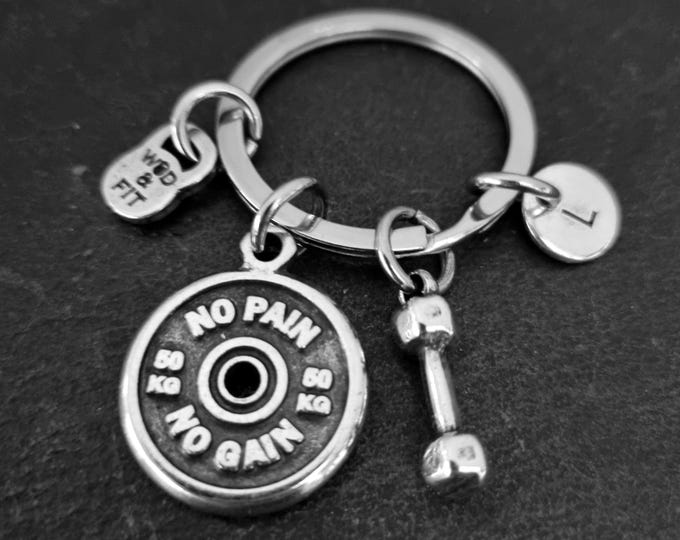 Gym Custom Keychain Motivation  Weight Plate Dumbbell Initial ·Presonalized Gift · Wright Lifting ·Bff Gifts · Fitness ·Coach Gift·Wod & Fit