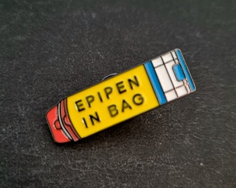 Medical Alert EPIPEN IN BAG Pin -Epipen Hard Enamel Button, Allergy Pin, Allergy Awareness, Allergy Alert, I Carry an Epipen, Medical Pin