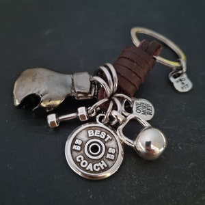 Personalized Boxing Glove Keychain - Leather Kickboxing Gift · Unique Brown Leather Boxing Glove Keychain   Custom Keychain · Gym Wod & Fit