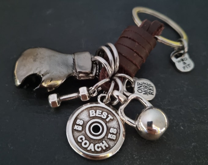 Personalized Boxing Glove Keychain - Leather Kickboxing Gift · Unique Brown Leather Boxing Glove Keychain   Custom Keychain · Gym Wod & Fit