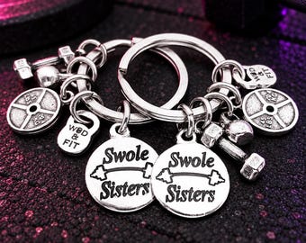 Couple Keychain Swole Sisters Custom Gift· BFF Gift· Personalized Gift · Friendship gifts · Sister Gift · BFF Gifts · bestie gift ·Wod & Fit