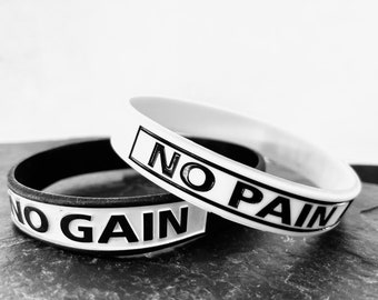 Silicon Bracelet Wristband Never Give Up - No Pain No Gain · Bodybuilding · Fitness Gifts · Gym Wristband · Crosstraining · Wod & Fit