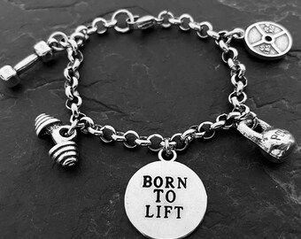 Bracelet Fitness Life Barbell Motivational Gift Bodybuilding - Custom Bracelet - Custom Fitness Bracelet - Crossfit Bracelet - Gym
