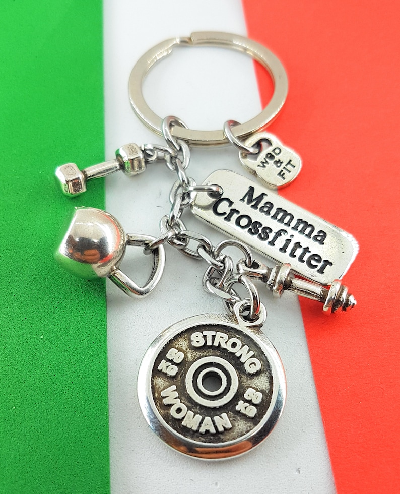Keychain Italian Show Workout Motivational FitPlate,Kettlebell,Dumbbell.Fitness,Gym Gift,Bodybuilding,Custom Jewels,Crossfit,Wod and Fit