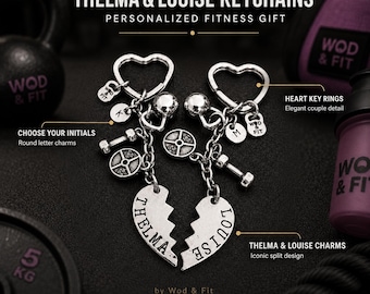 Thelma and Louise keychains for best friends, funny BFF gift for inseparable friends, sisters or partners in crime Wod & Fit