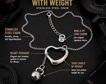 Fitness heart necklace for best friends, BFF gym gift for women, fit girl, active mom, athlete, coach or workout buddy Wod & Fit