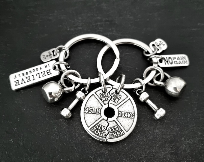 Couples Gym Keychain Weight Plate Always Together · Custom gifts · Gym Gifts · Weight Lifter · Bodybuilding · Couples gift · Wod & Fit