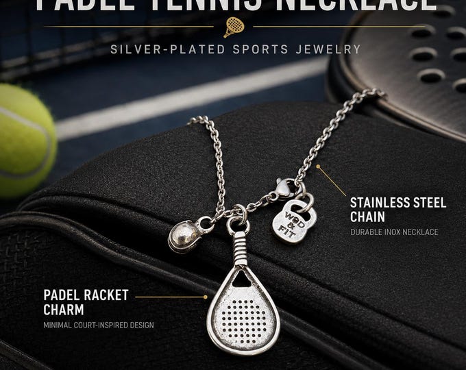 Padel tennis necklace with small ball, elegant racket sport gift for player, coach, athlete, tennis lover or padel lover Wod & Fit