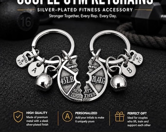 Personalized Gym Couple Gift with Matching Fitness Charms for Him and Her, couple keychain, swolemates gift, workout partner  Wod & Fit