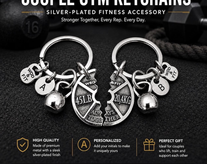 Personalized Gym Couple Gift with Matching Fitness Charms for Him and Her, couple keychain, swolemates gift, workout partner  Wod & Fit
