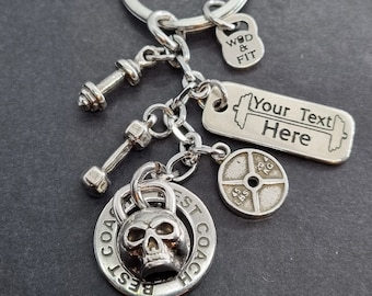 Gym Gift Keychain Kettlebell SKULL personalized gifts Motivation · Fitness Gifts· Bodybuilding. Personal Trainer · Gift for friend Wod & Fit