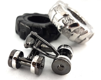 Dumbbell Cufflinks Silver/Black  · Weightlifting · Bodybuilding · Cuff links · Gym Gifts · Birthday Gift ·Crosstraining ·Son Gifts·Wod & Fit
