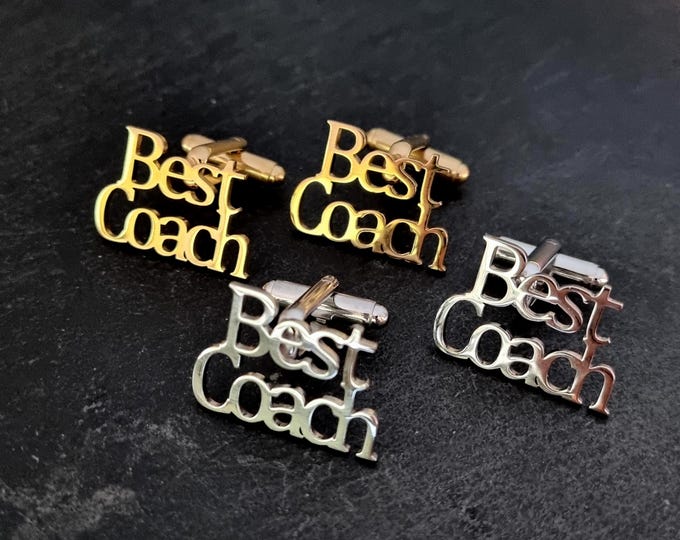 Motivational Cufflinks for Men – Stainless Steel “Best Coach”, Best Coach Gift –Fitness Gift, Gym Inspiration, Boyfriend Gift Wod & Fit