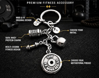 Gym Keychain Arnold with 100% Whey Protein, Motivational Weight Plate, Bodybuilding Gift for Coach or Gym Lover ·Wod & Fit