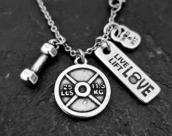 Gym Custom Necklace Weight Plate 25lbs · Personalized Gift · Mom Gift · Custom Gift · Gym Gifts · Bodybuilding · Crosstraining·GYM Wod & Fit