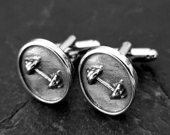 Gym Cufflinks Barbell · Workout Gifts · Bodybuilding - Boyfriend Gift · Wedding gift · Sport Cufflinks · Weight lifting Cuff links Wod & Fit