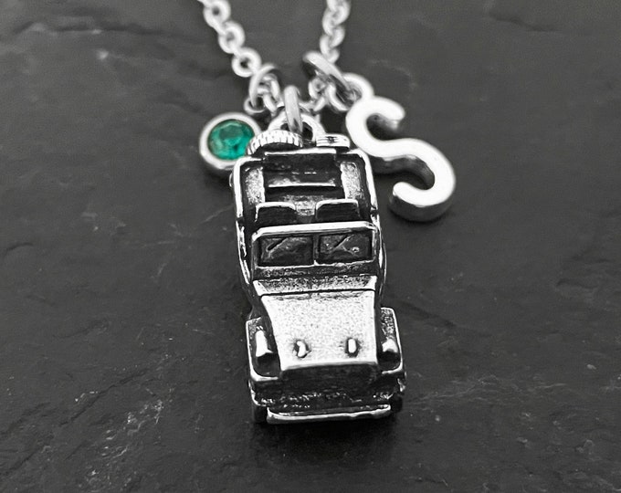 Necklace  Off road Girl 4x4 off-road Birthday Stone of the Month & initial Cow Girl - Off Road Lovers- 4x4 Gifts For Her- Off road Gift