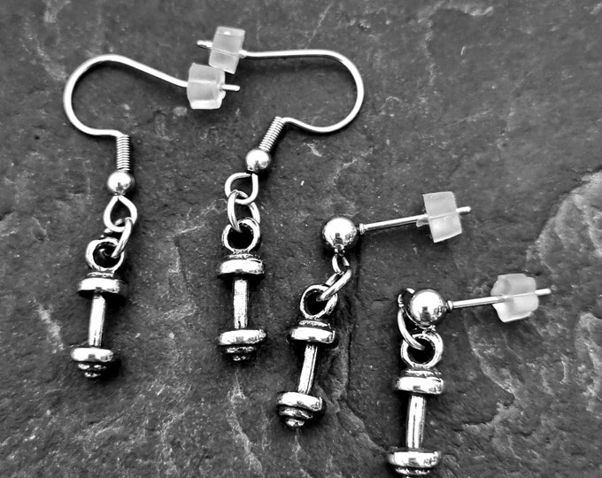 GYM EARRINGS SMALL·  Girlfriend Gift · Bff gifts · Mom Gift · Women Earrings · stud earrings · Wife Gift · Weight Earrings · Sport Wod & Fit