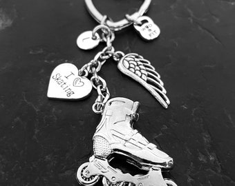 Skating Keychain I Love Skating. Roller Skate - Inline skate - inLine hockey - Street hockey - Gift for Skater· roller derby