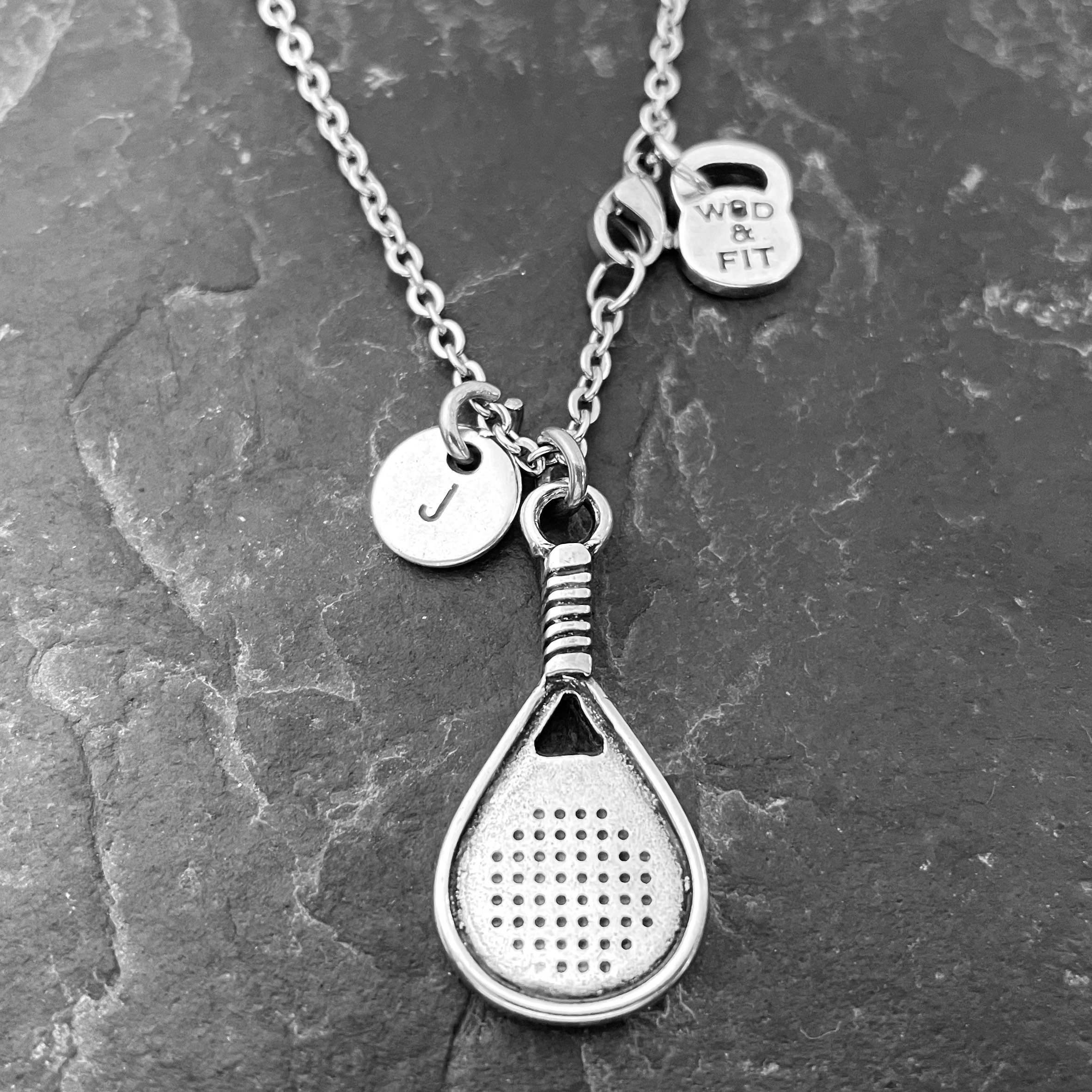 Personalized Initial Paddle Tennis Necklace, Sterling Silver Necklace, Paddle Tennis, Gift for Paddle Tennis Lovers/Padel Players