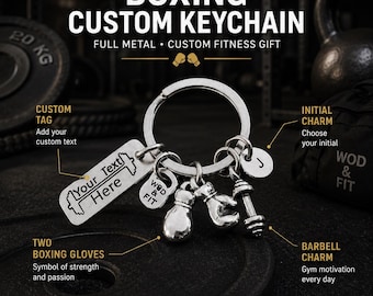 Custom Keyring Boxing Gloves - Personalized Boxing Gifts · Best Coach Gift · Name Gift ·BFF GiFts · Boxing Glove UFC - MMA Gift - Wod & Fit