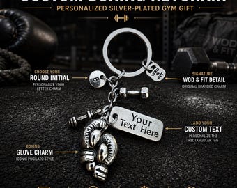 Boxing gloves keychain for sport lovers, motivational fighter gift for boxing coach, athlete, trainer, strong friend or boxer Wod & Fit