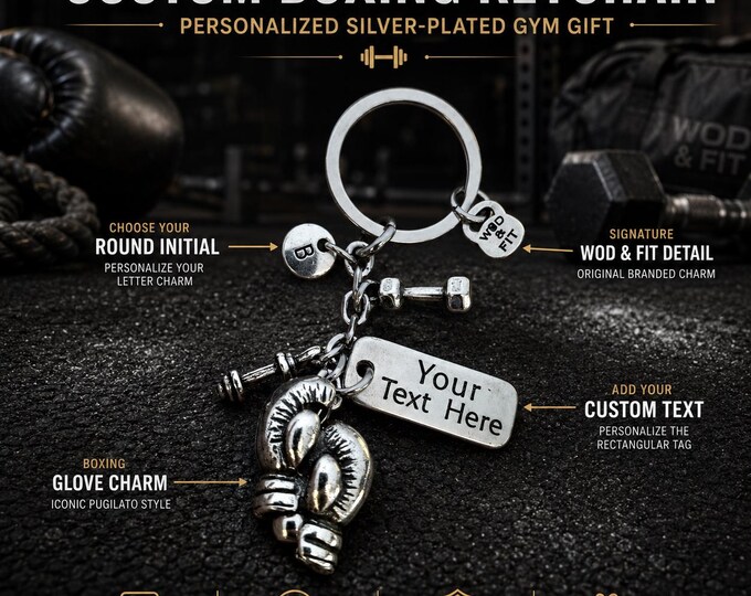Boxing gloves keychain for sport lovers, motivational fighter gift for boxing coach, athlete, trainer, strong friend or boxer Wod & Fit