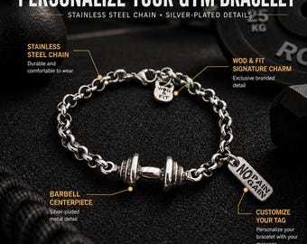 Custom Bracelet Barbell Motivation · Personalized Gift GYM · Bodybuilding - Fitness Bracelet  Gym Gifts · Bff Gifts· Crosstraining·Wod & Fit