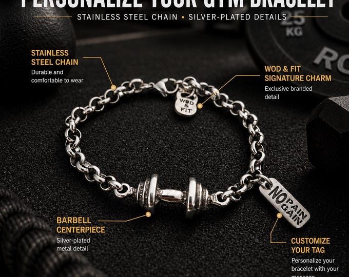 Custom Bracelet Barbell Motivation · Personalized Gift GYM · Bodybuilding - Fitness Bracelet  Gym Gifts · Bff Gifts· Crosstraining·Wod & Fit